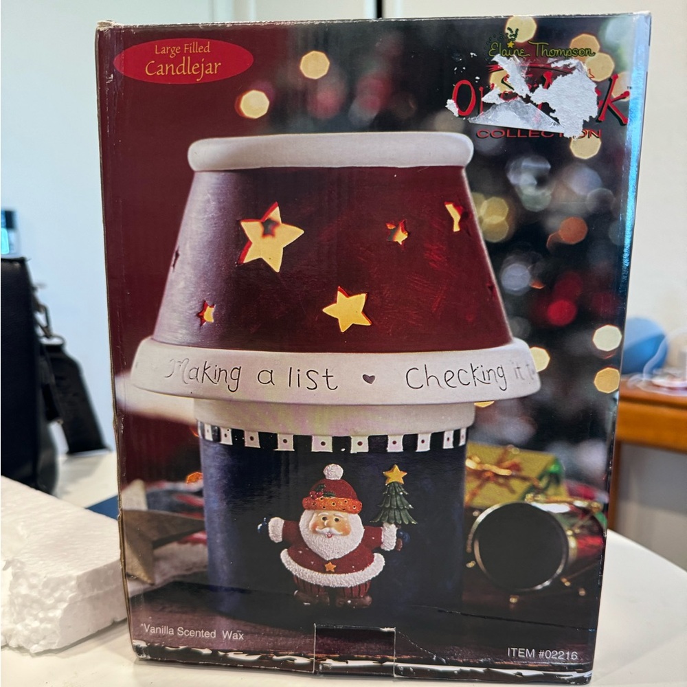 Elaine Thompson Ol' st nick christmas large candle holder & shade VINTAGE Y2K